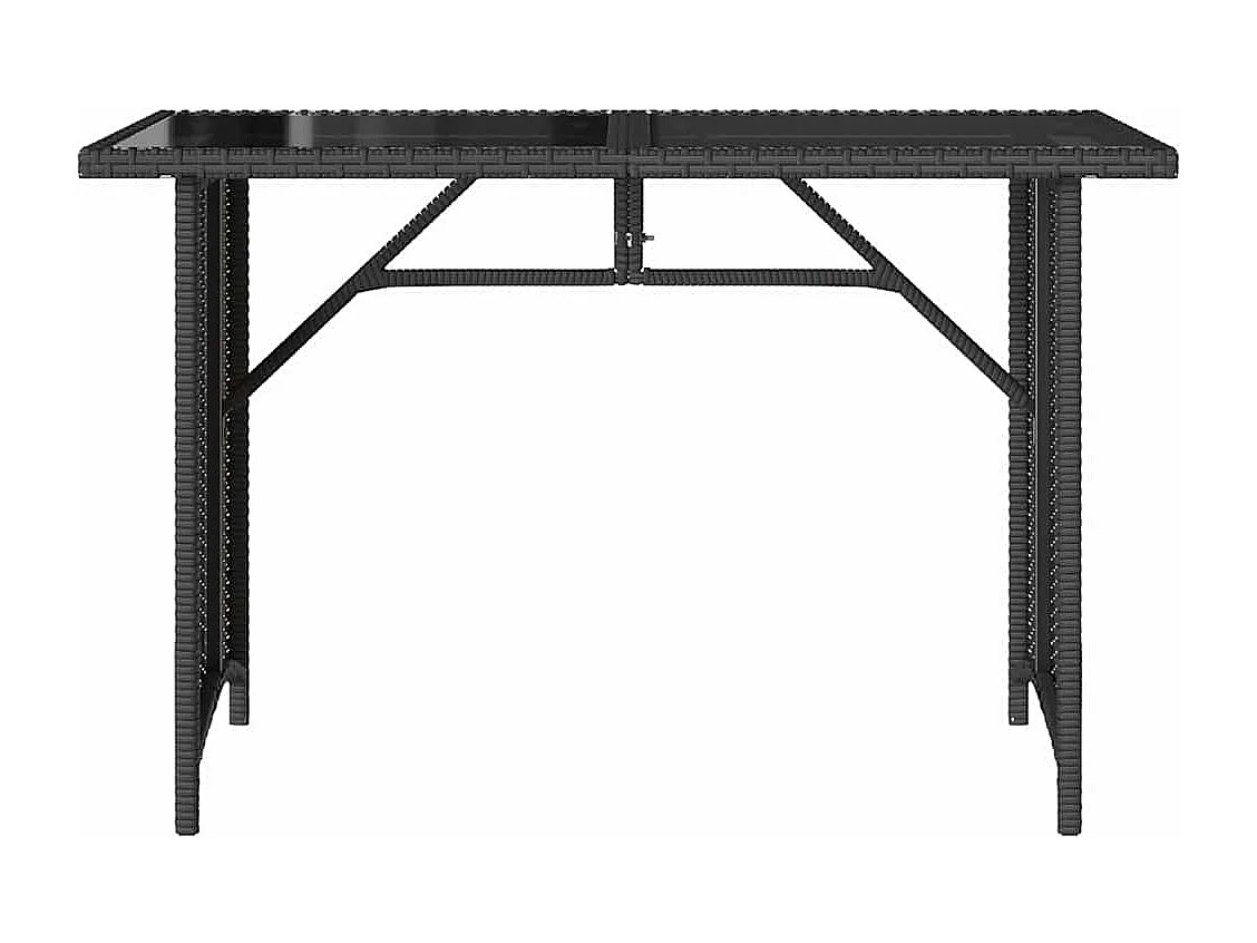 Tavolo da giardino con piano in vetro nero 110x68x70 in polyrattan