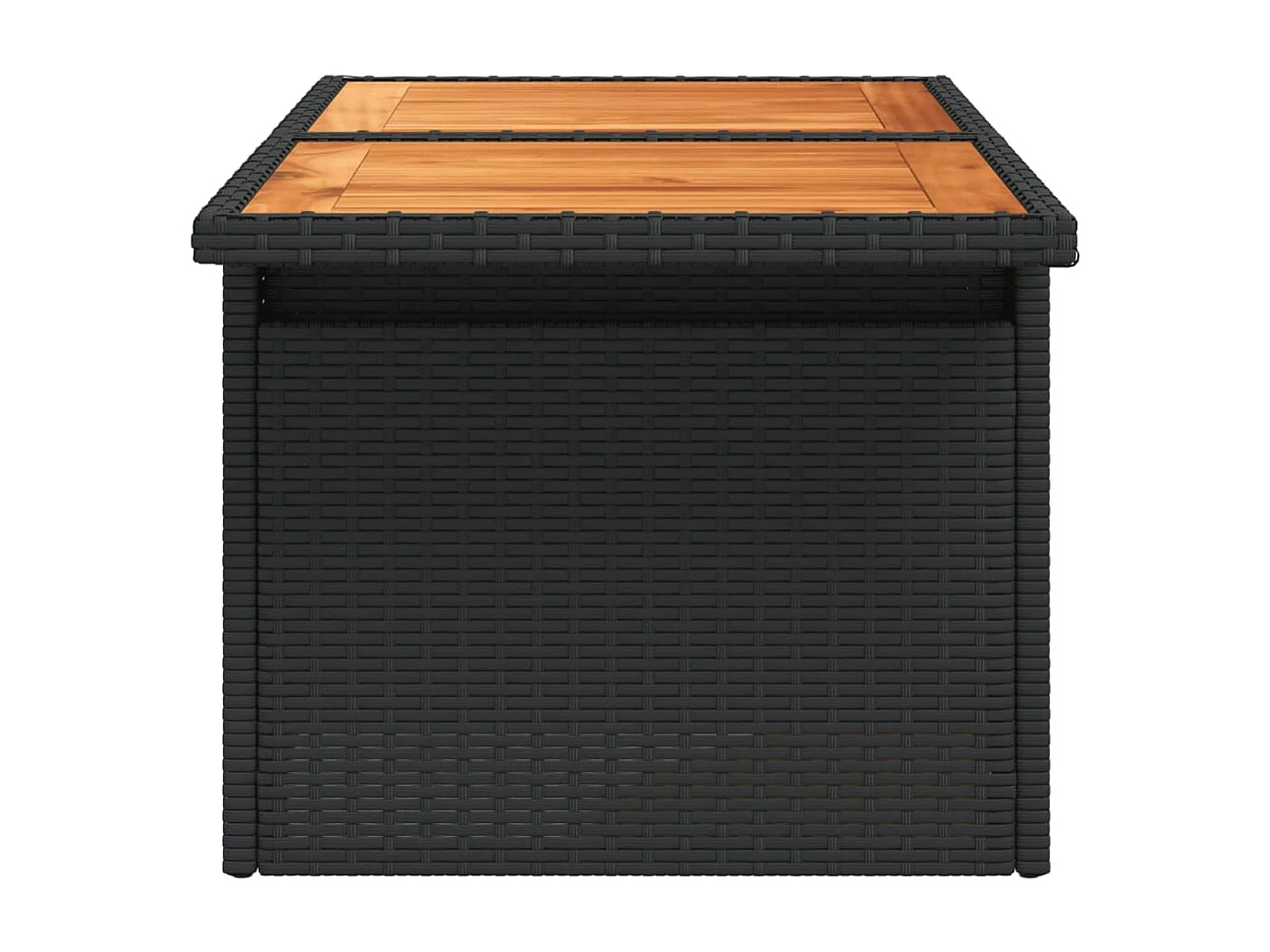 Mesa de jardín negra 100x55x73 cm resina trenzada y madera de acacia
