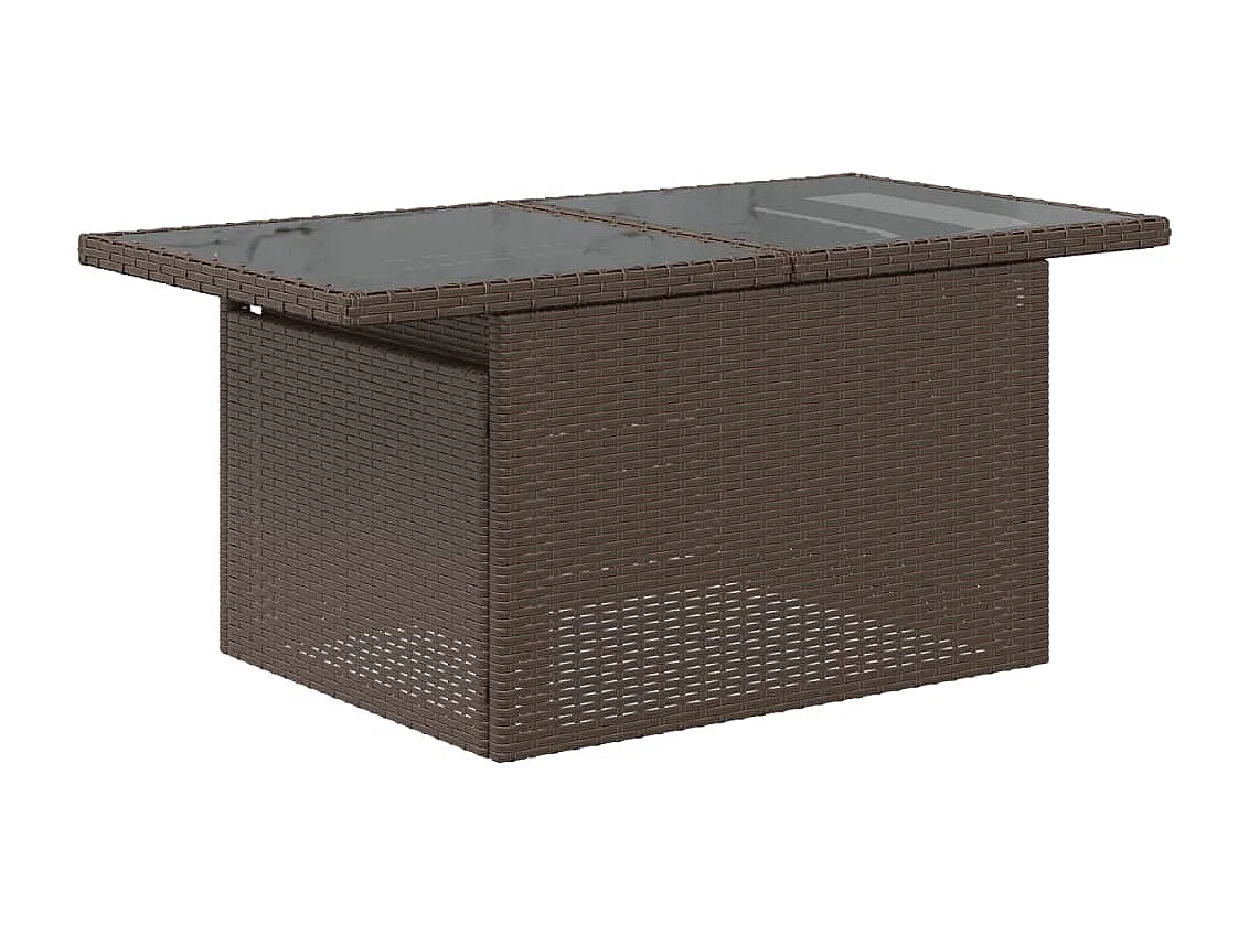 Tuintafel met bruin glazen blad 100x55x73 cm polyrotan