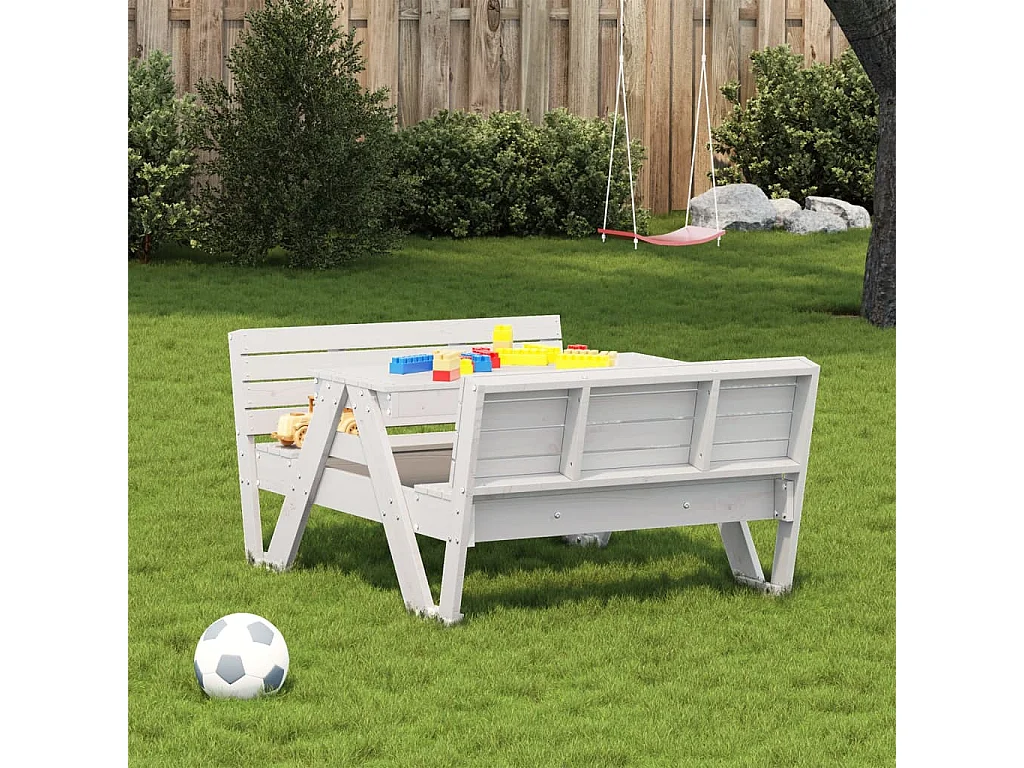 Tavolo da picnic per bambini in legno massello di pino bianco