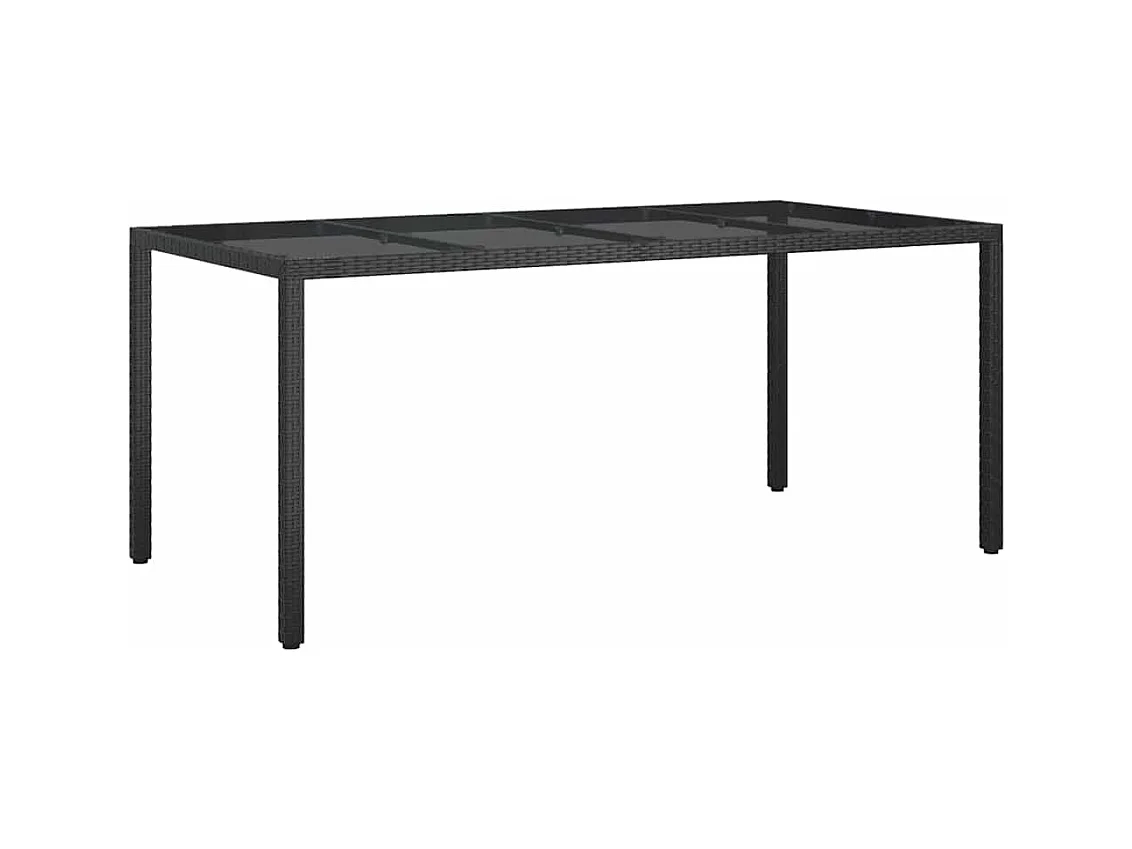 Table de jardin pour repas Noir 190 x 90 x 75 cm Poly rotin