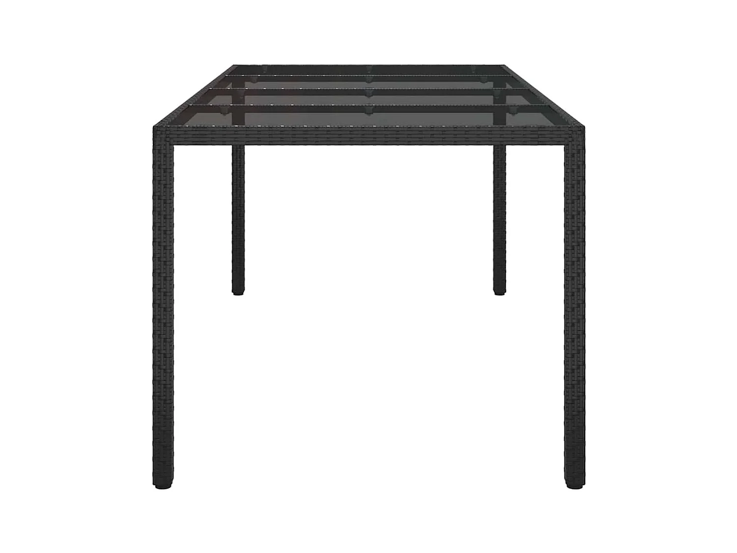 Table de jardin pour repas Noir 190 x 90 x 75 cm Poly rotin