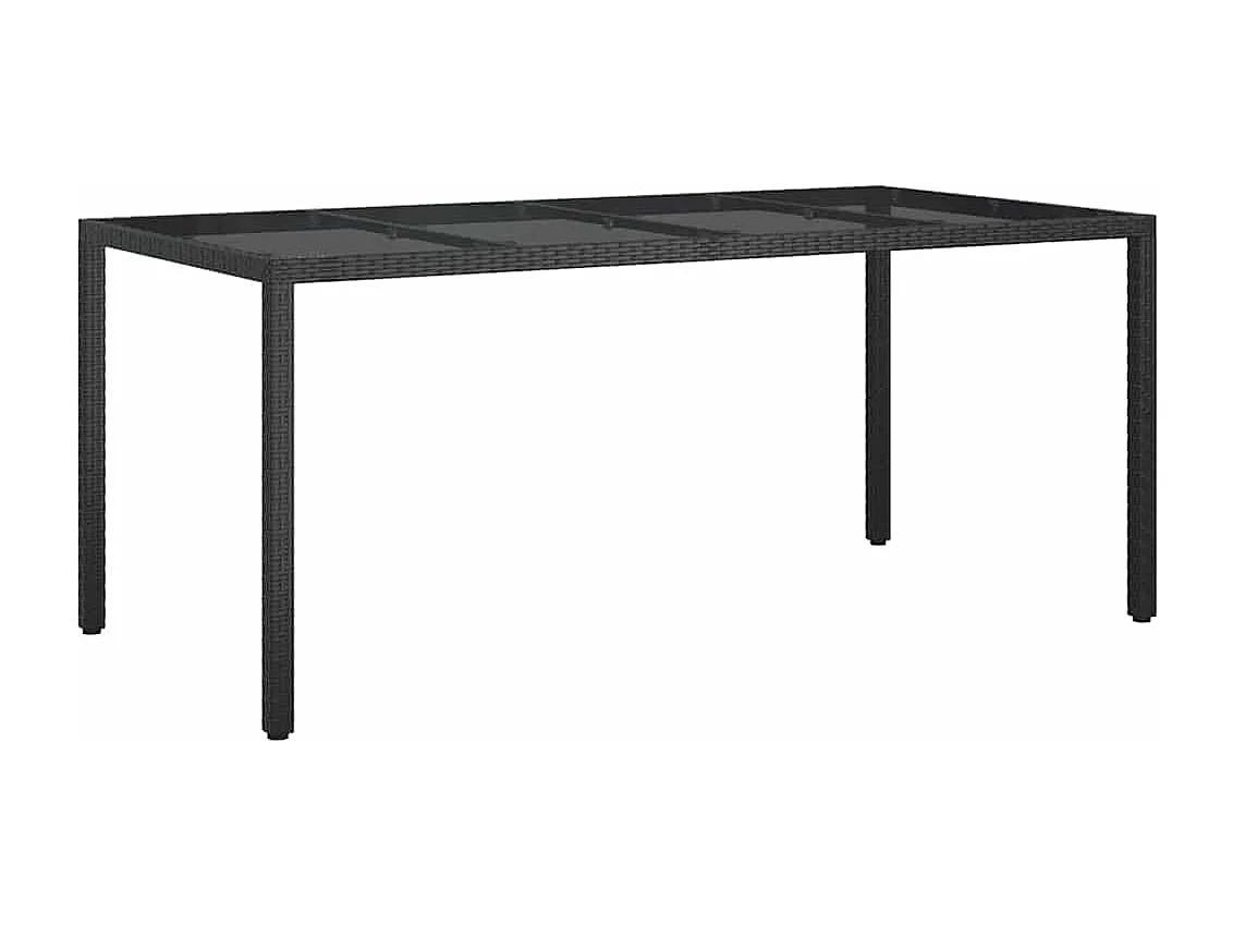 Table de jardin pour repas Noir 190 x 90 x 75 cm Poly rotin