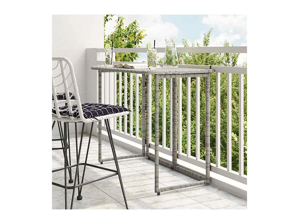Table de jardin pliante gris 90 x 51 x 75 cm polyrotin