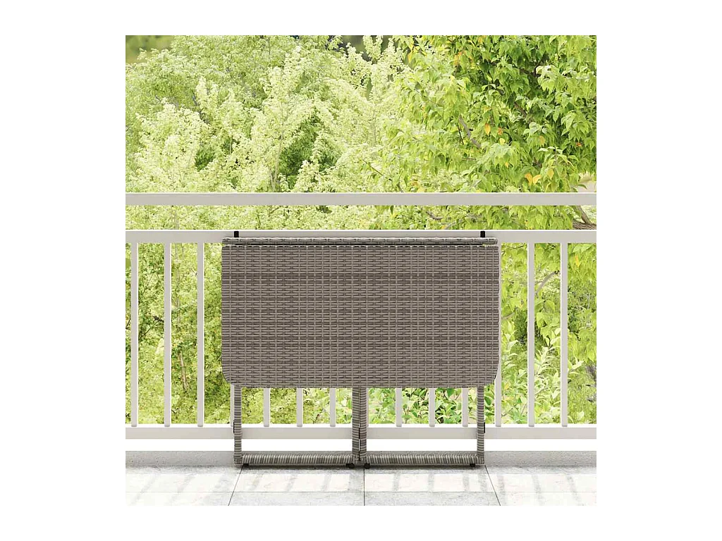 Table de jardin pliante gris 90 x 51 x 75 cm polyrotin