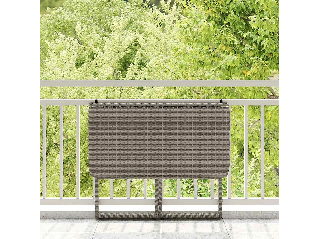 Table de jardin pliante gris 90 x 51 x 75 cm polyrotin