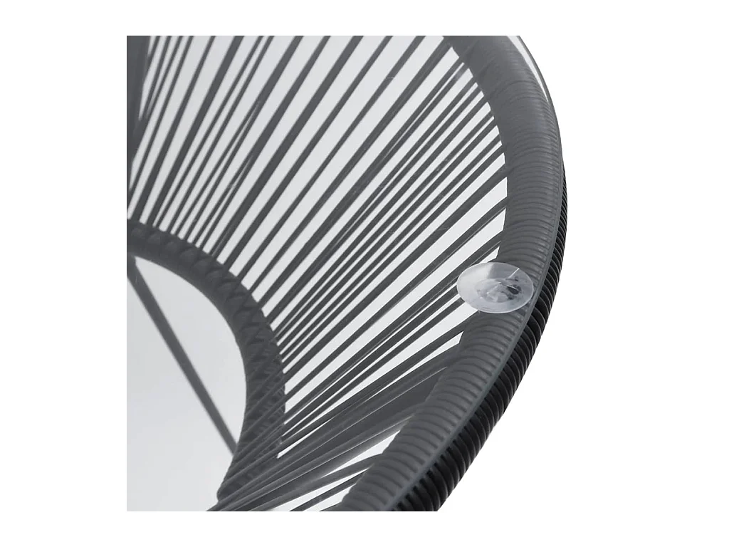 Mesa de comedor de jardín negra Ø70x74 cm Ratán y cristal