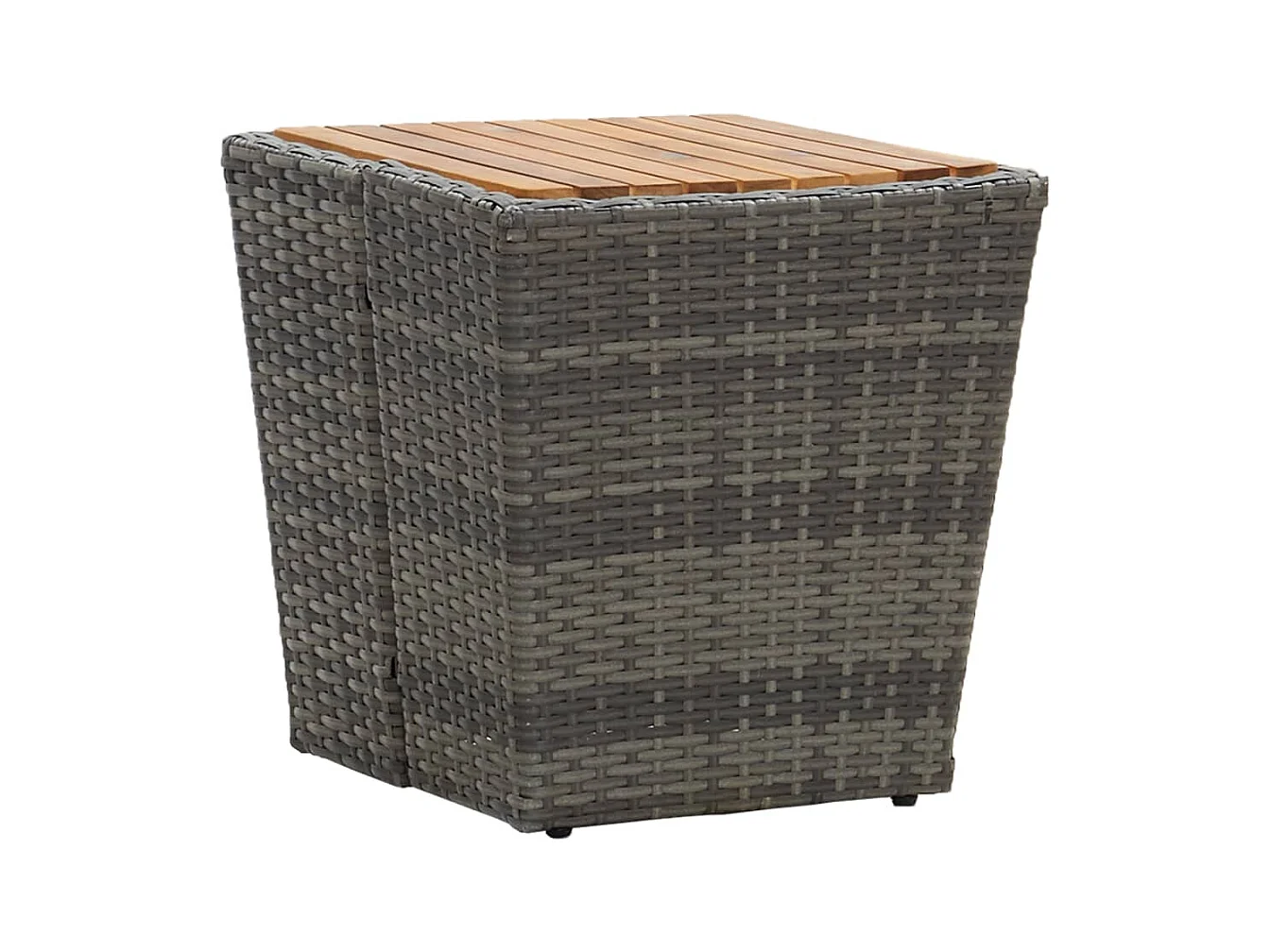 Table à thé gris 41,5x41,5x43cm résine tressée et bois d'acacia