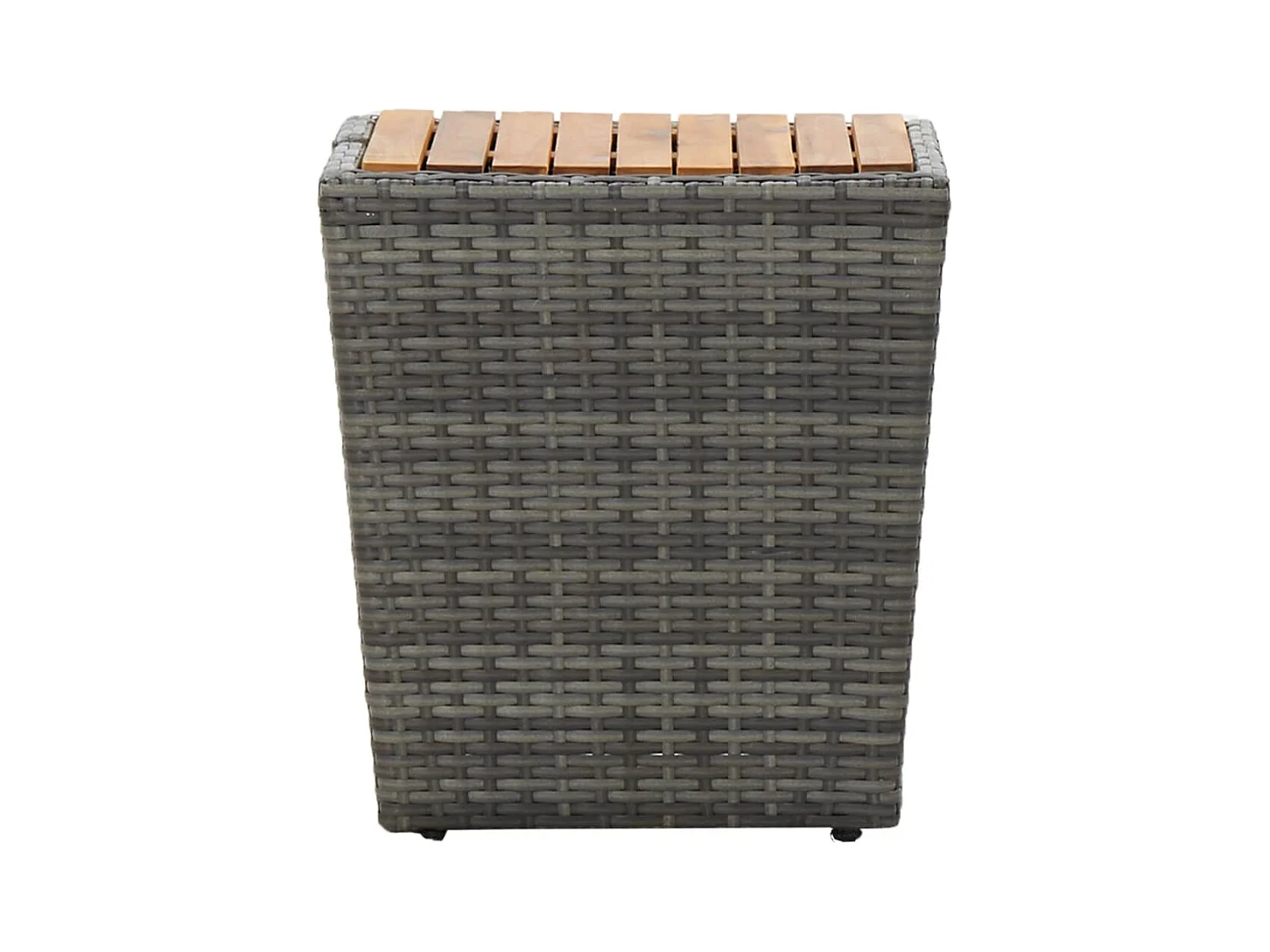 Table à thé gris 41,5x41,5x43cm résine tressée et bois d'acacia