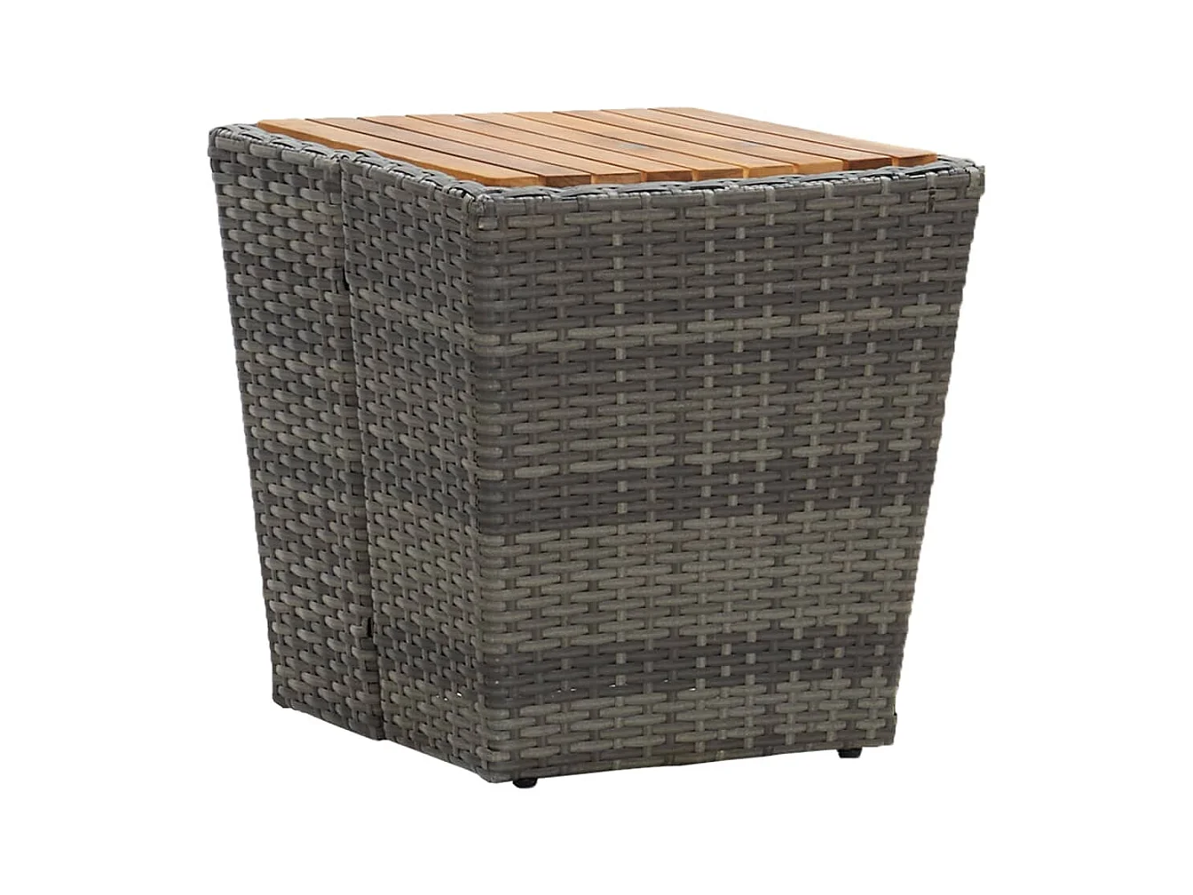 Table à thé gris 41,5x41,5x43cm résine tressée et bois d'acacia