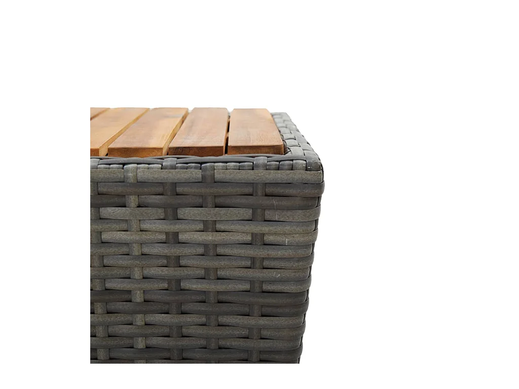 Table à thé gris 41,5x41,5x43cm résine tressée et bois d'acacia