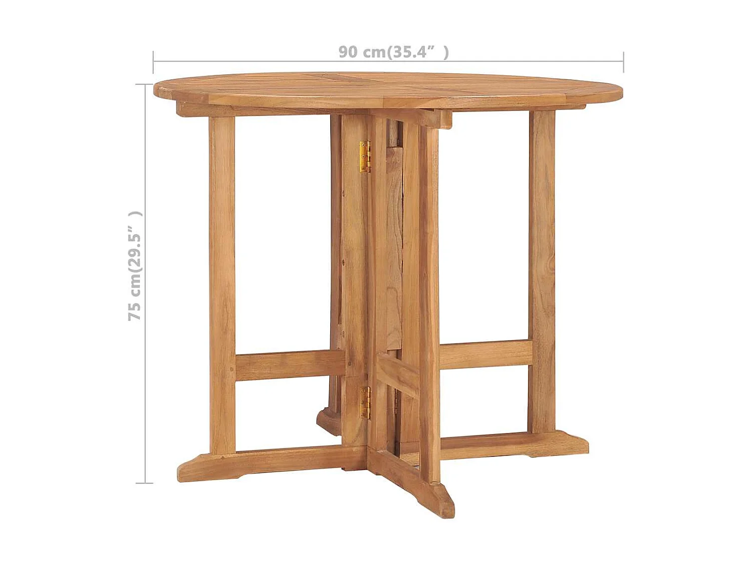 Tavolo da pranzo pieghevole da giardino Ø90x75 cm Legno massello di teak