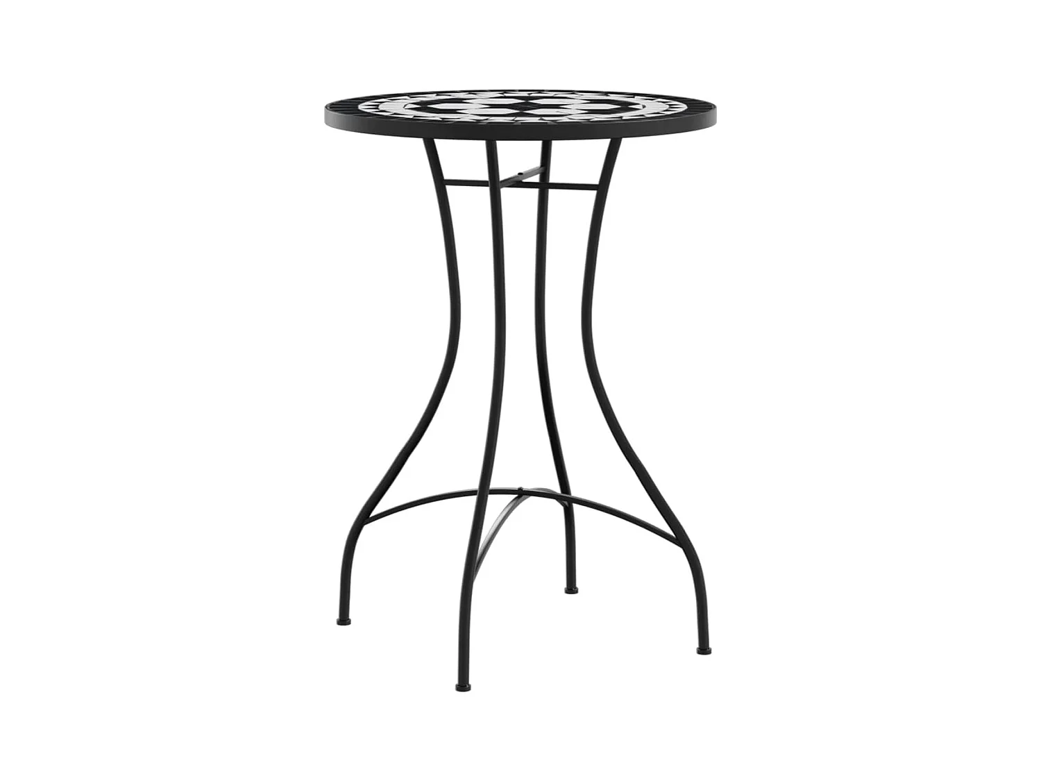 Zwart-witte mozaïek bistrotafel Ø50x70 cm keramiek