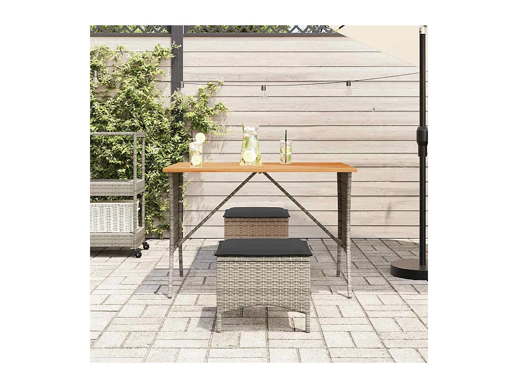 Tuintafel met grijs acaciahouten blad 105x75x72 cm