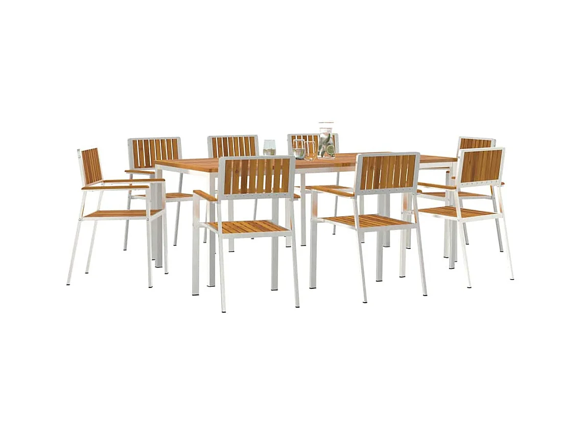 Juego de comedor de jardín de 9 piezas
