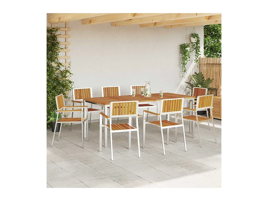 Juego de comedor de jardín de 9 piezas