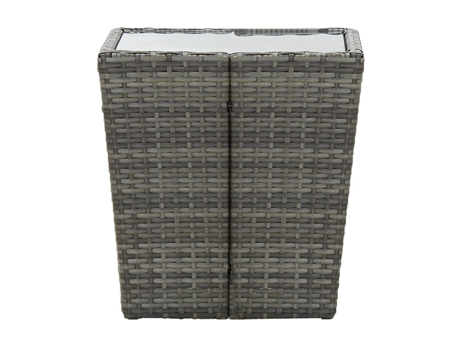 Tavolino da tè grigio 41,5x41,5x43 cm Resina intrecciata e vetro temperato