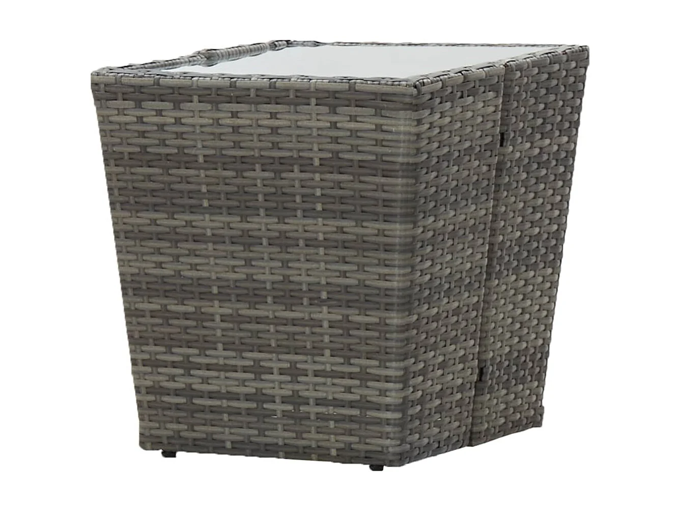 Tavolino da tè grigio 41,5x41,5x43 cm Resina intrecciata e vetro temperato