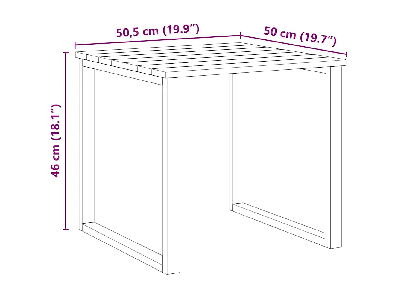 Table de Bain de Soleil Marron 50.5 x 50 x 46 cm Pin imprégné