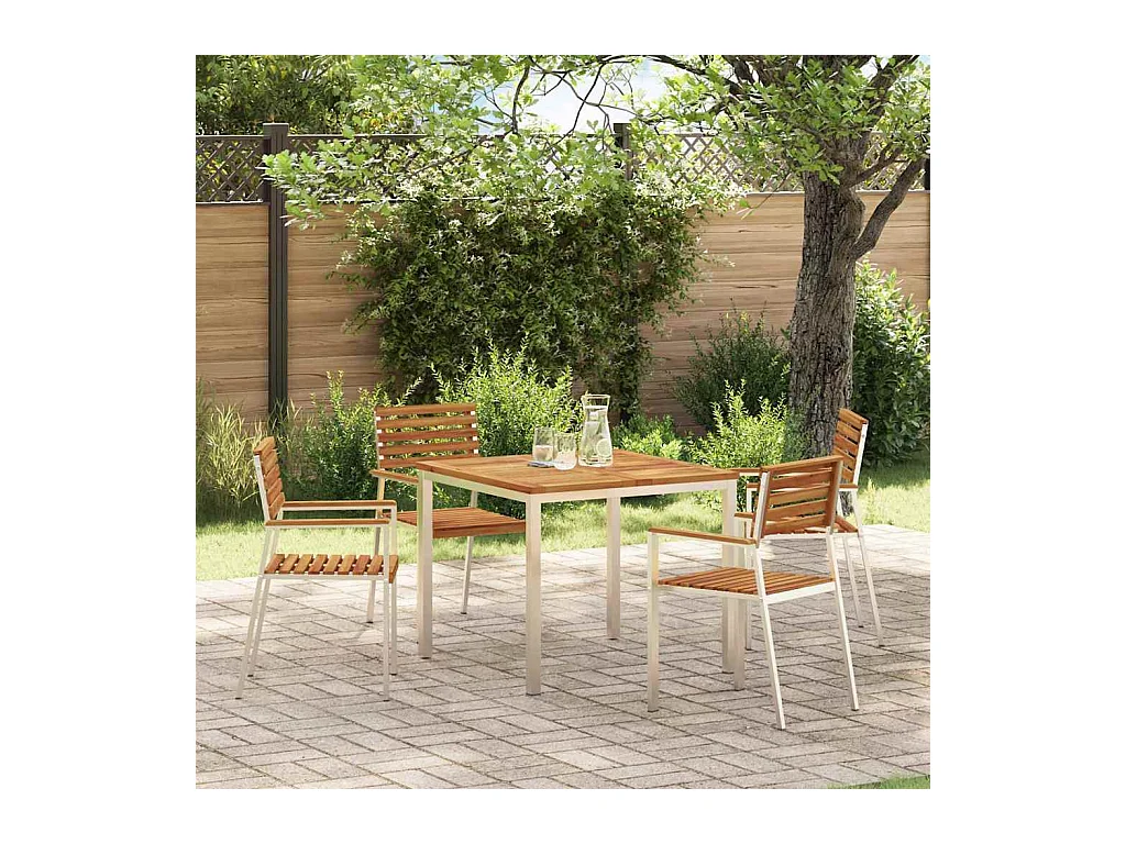 Table à manger d'extérieur Marron Bois d'acacia massif