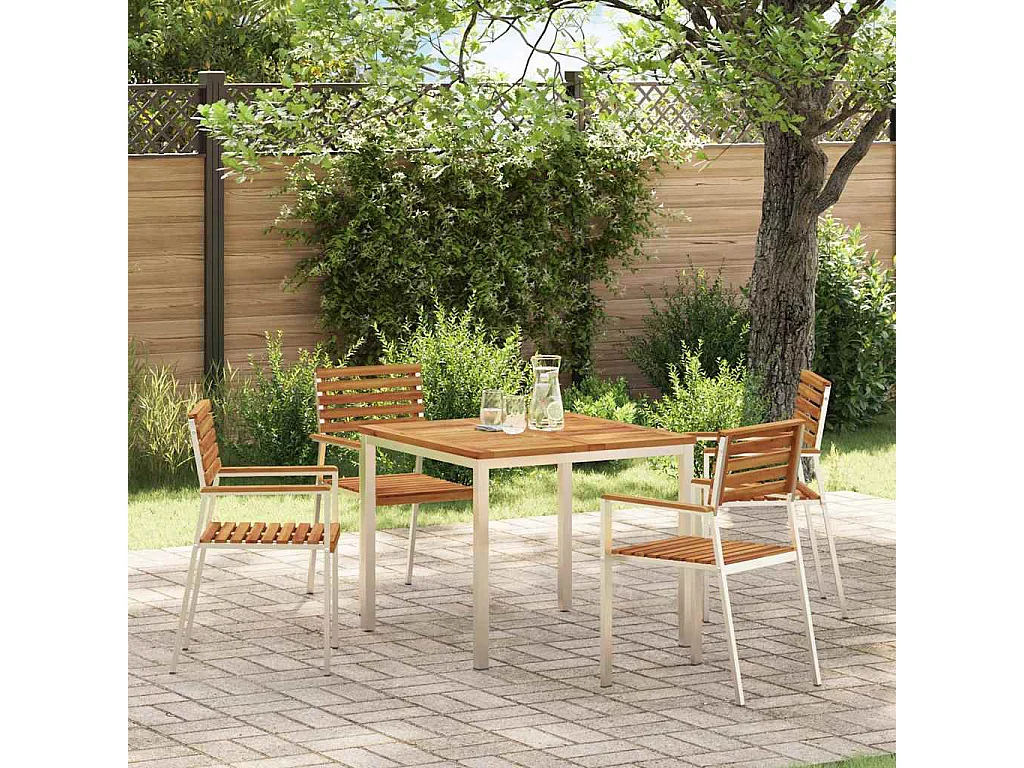 Table à manger d'extérieur Marron Bois d'acacia massif