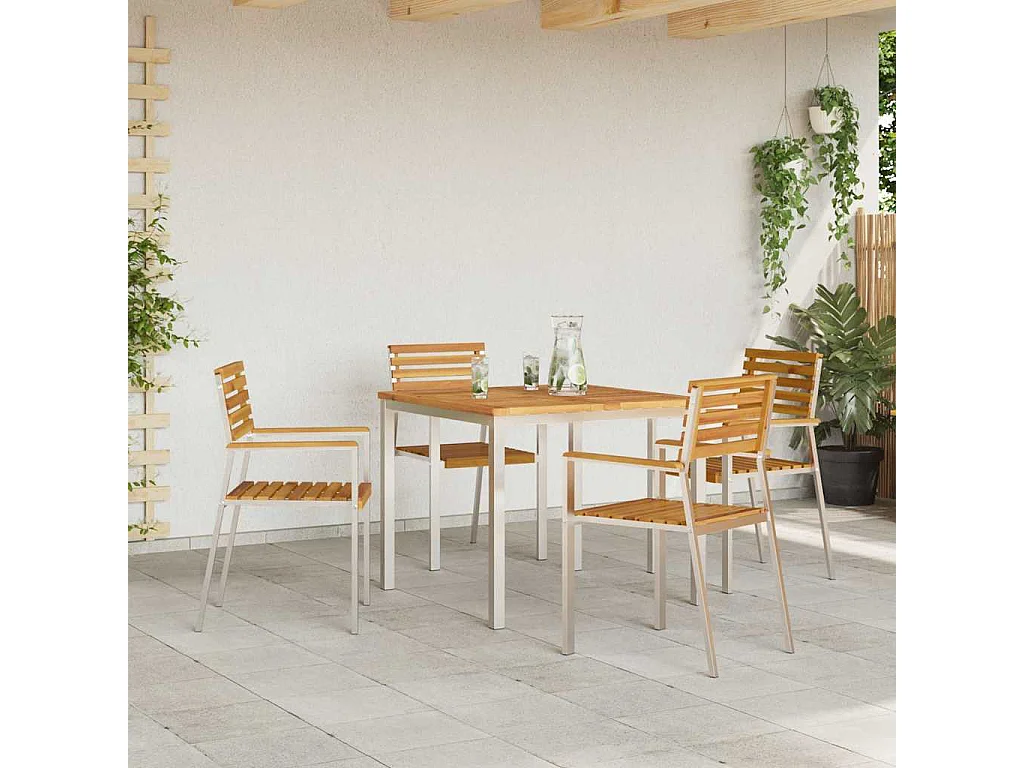 Table à manger d'extérieur Marron Bois d'acacia massif
