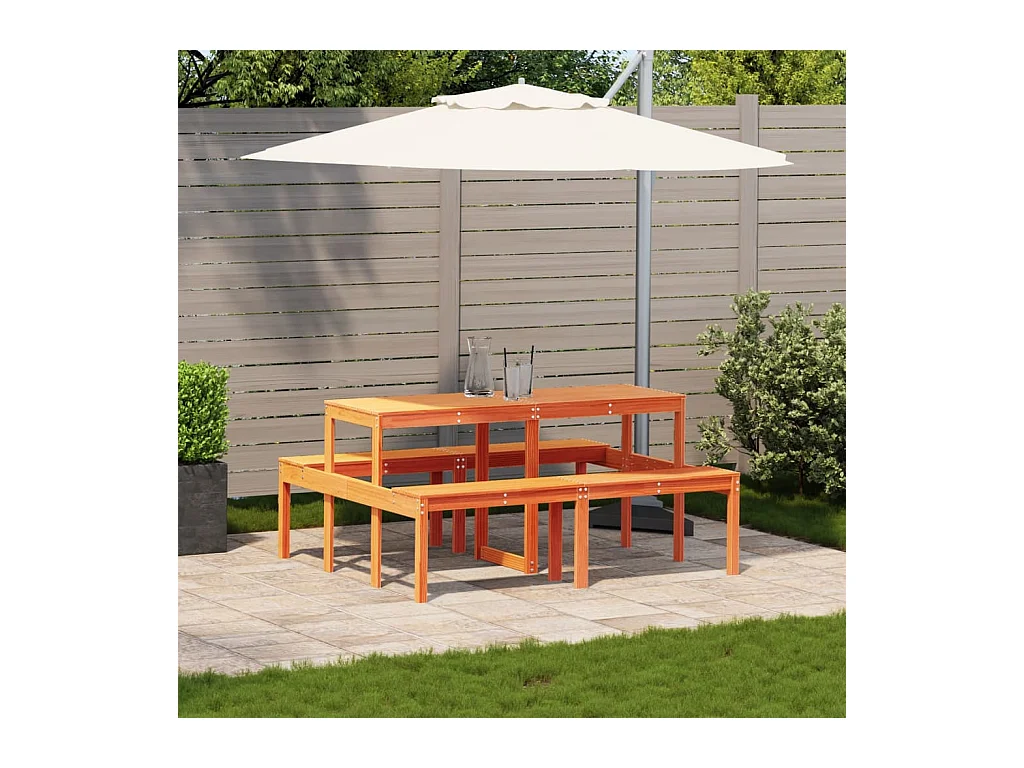 Bruine was picknicktafel 160x134x75 cm massief grenenhout