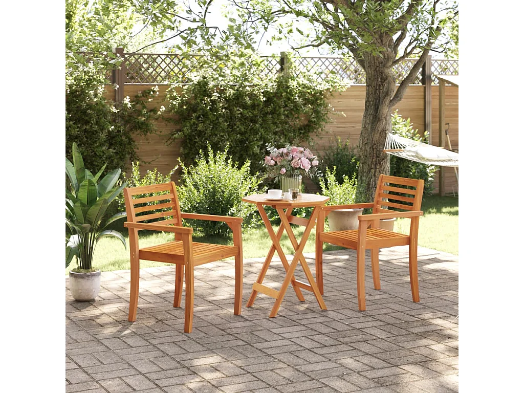 Tavolo da giardino pieghevole Ø60x75 cm in legno massello di acacia