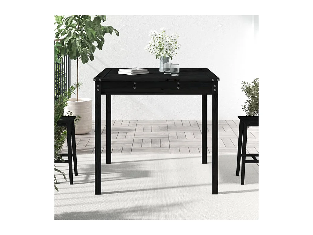 Zwarte tuintafel 82,5x82,5x76 cm massief grenenhout