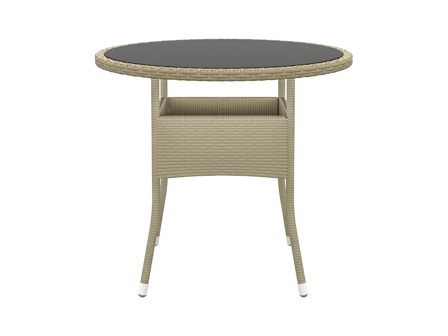 Tuintafel Ø80x75 cm Gehard glas/gevlochten hars Beige