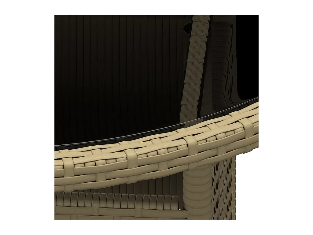 Tuintafel Ø80x75 cm Gehard glas/gevlochten hars Beige