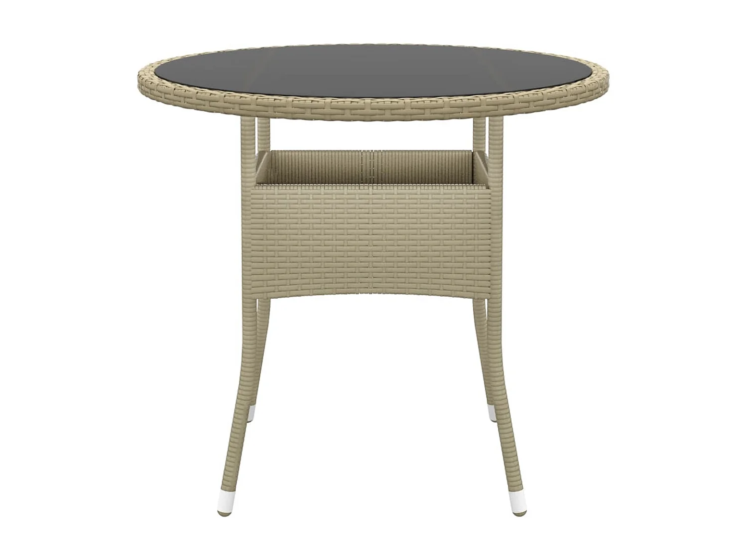 Tavolo da giardino Ø80x75 cm Vetro temperato/resina intrecciata Beige