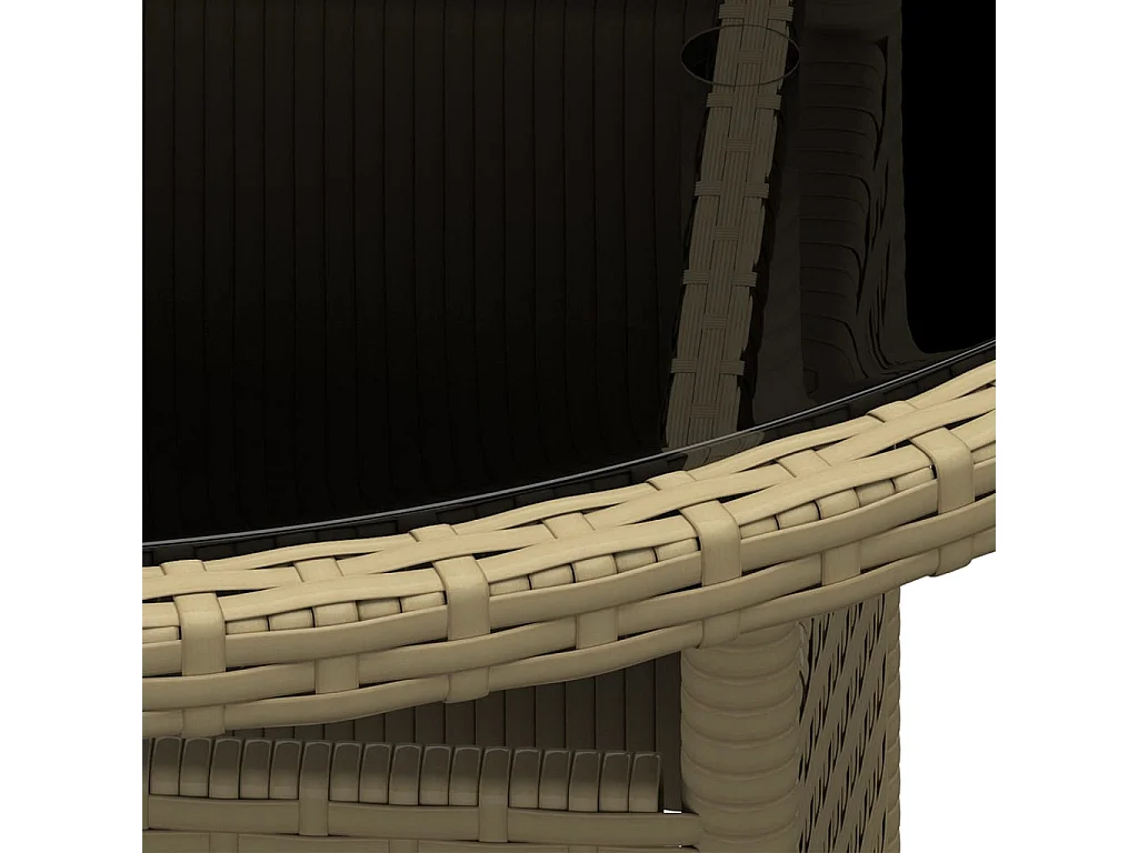 Tavolo da giardino Ø80x75 cm Vetro temperato/resina intrecciata Beige