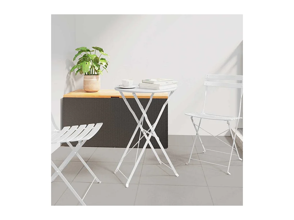 Table bistrot Blanc Ø50x71 cm Acier revêtu de poudre