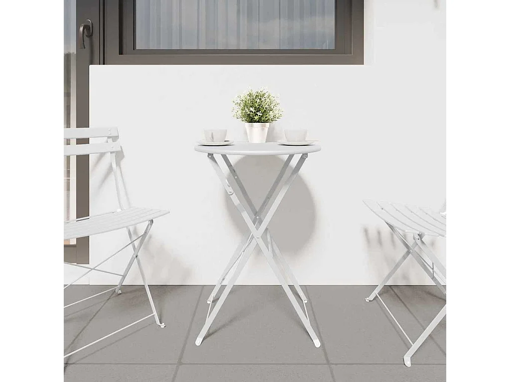 Table bistrot Blanc Ø50x71 cm Acier revêtu de poudre