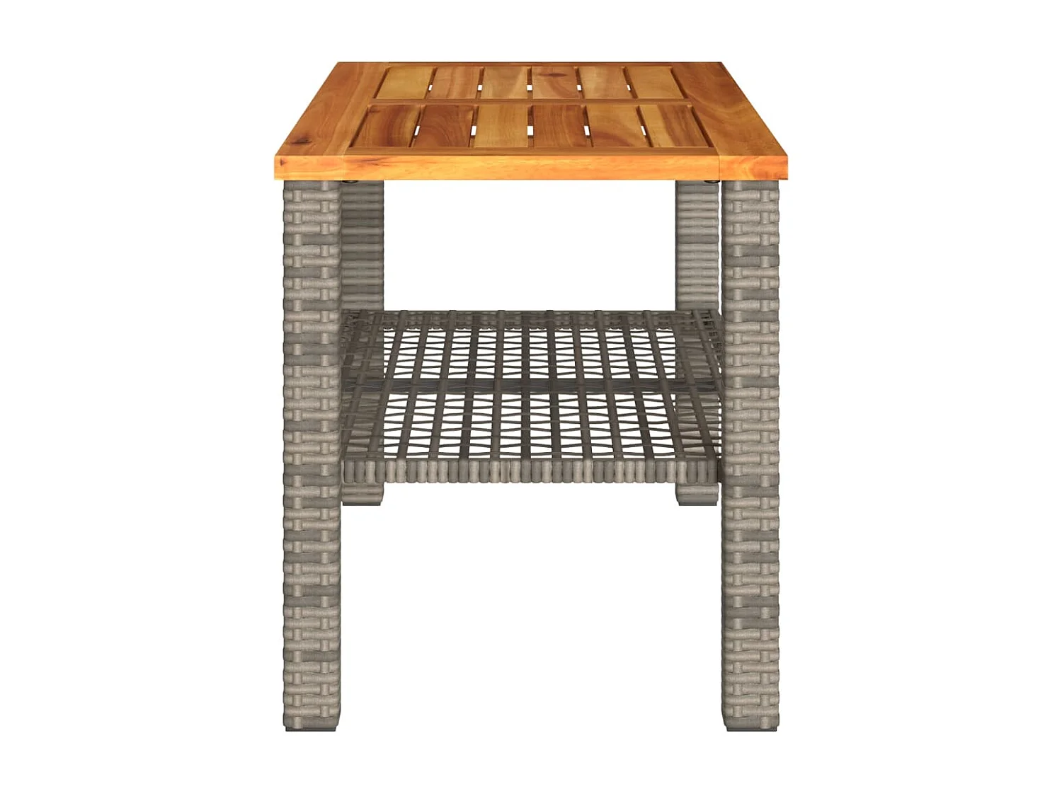 Grijze tuintafel 70x38x42 cm gevlochten hars en acaciahout