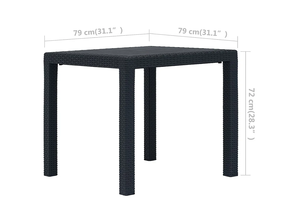 Anthrazit Gartentisch 79x79x72cm Kunststoff Rattan Optik