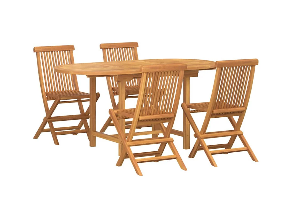 Ensemble de salle à manger pour jardin 5 pcs Marron