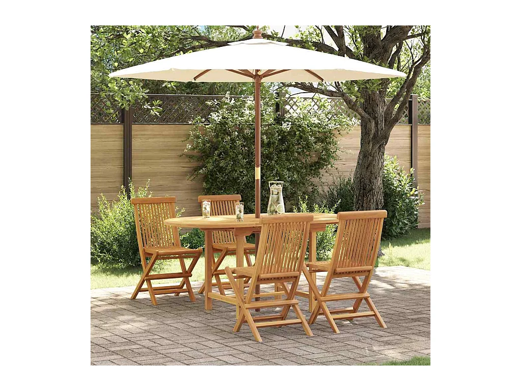 Ensemble de salle à manger pour jardin 5 pcs Marron