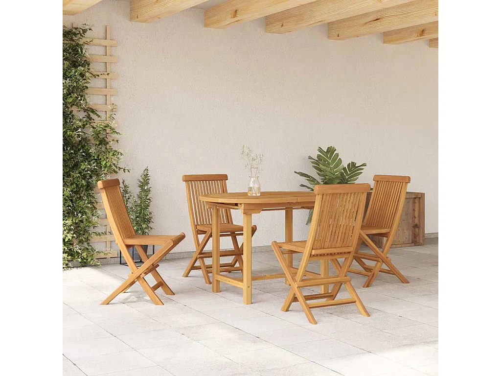 Ensemble de salle à manger pour jardin 5 pcs Marron