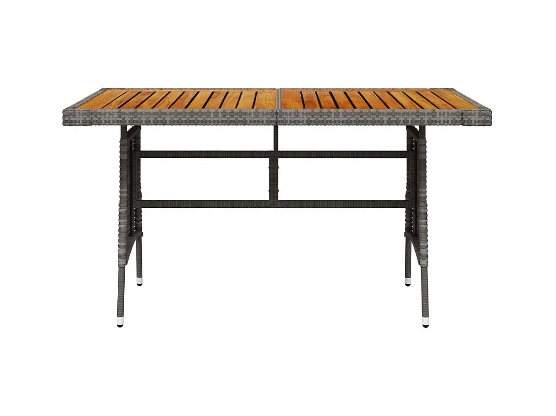 Grijze tuintafel 130x70x72 cm Gevlochten hars en acacia