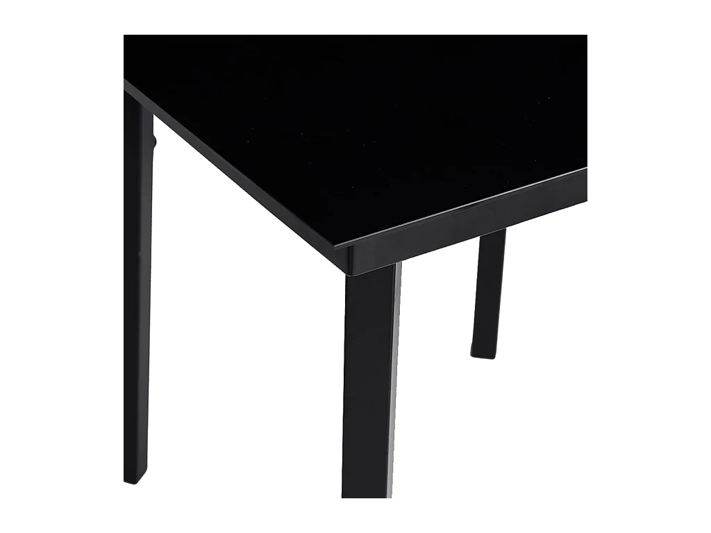 Table à dîner de jardin Noir 140x70x74 cm Acier et verre
