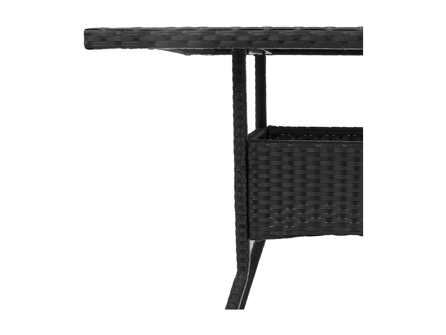 Tuintafel en blad in zwart acaciahout en gevlochten hars