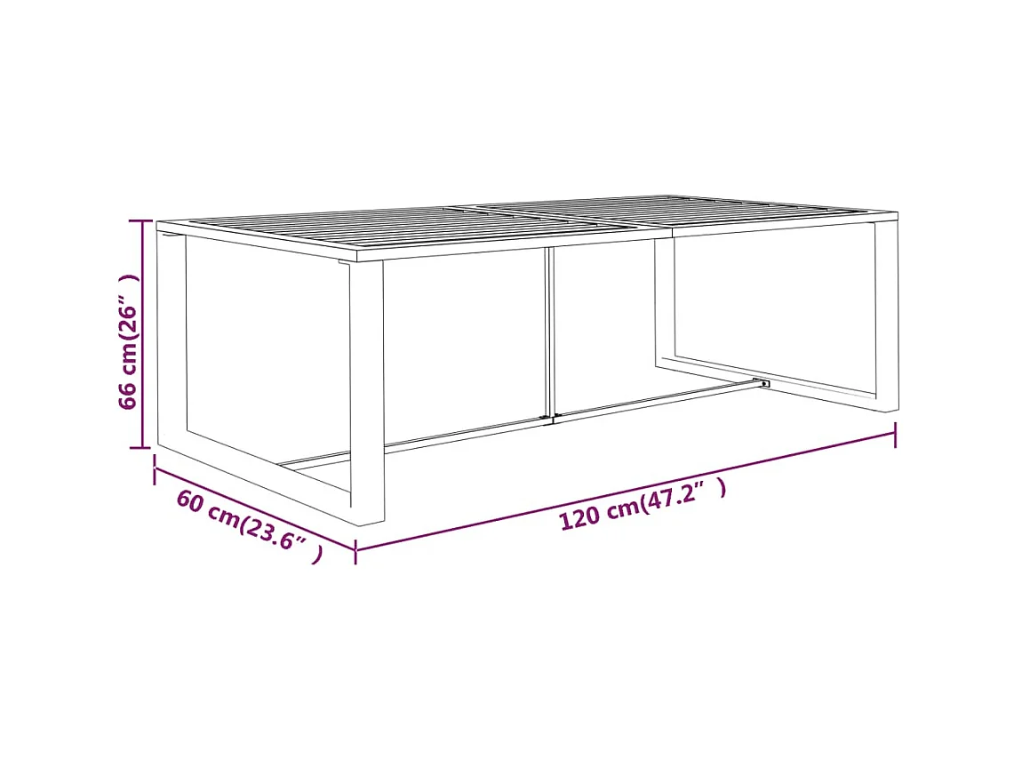 Eettafel buiten Antraciet 120x60x66 cm Aluminium