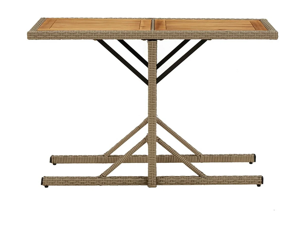 Mesa de jardín beige Madera maciza de acacia y ratán sintético