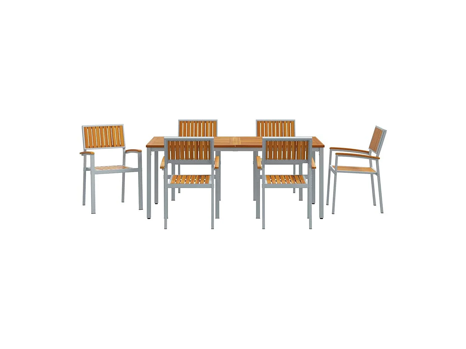 Ensemble de salle à manger pour jardin 7 pcs Gris et marron