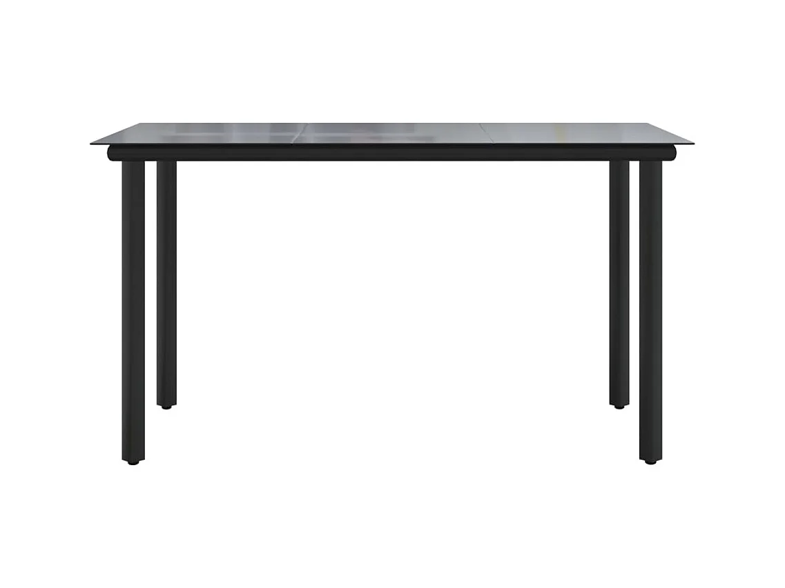 Table à dîner de jardin Noir 200x100x74cm Acier et verre trempé