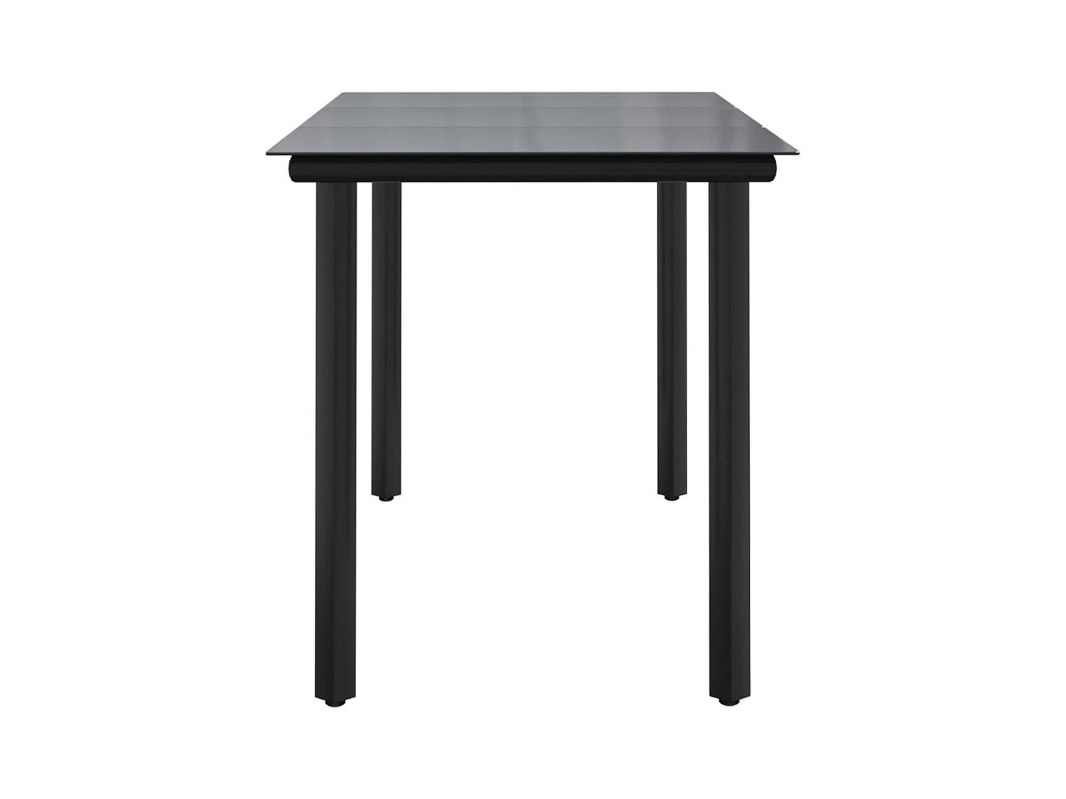 Table à dîner de jardin Noir 200x100x74cm Acier et verre trempé
