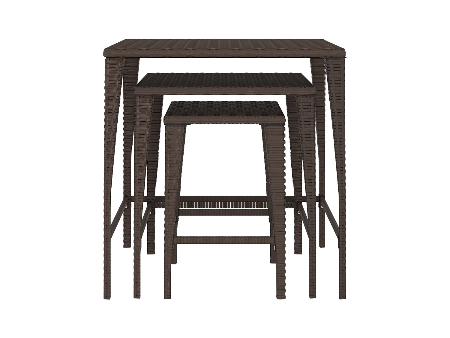 3-delige bruine tuintafels van kunstharsriet