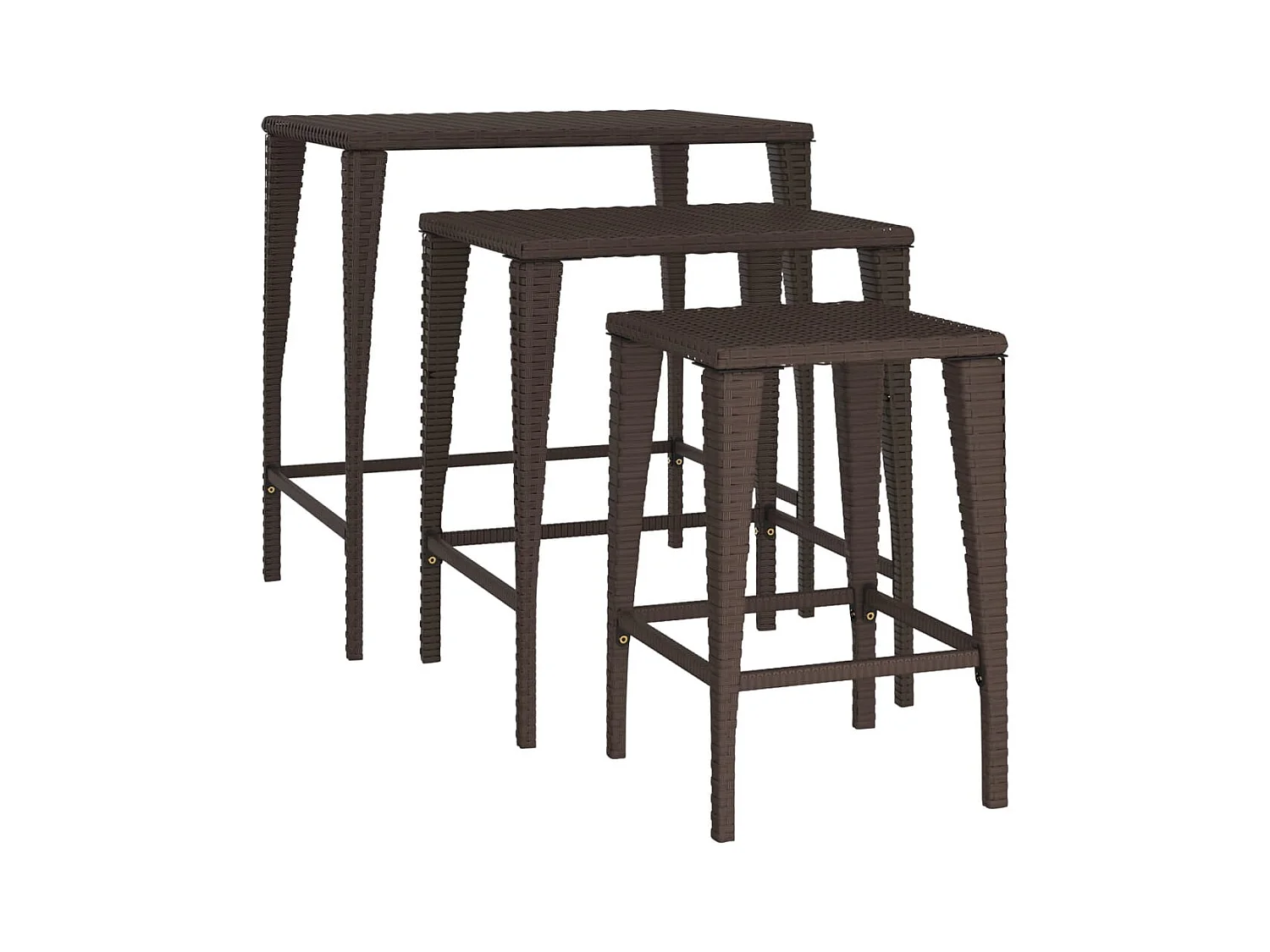 3-delige bruine tuintafels van kunstharsriet